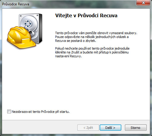 Úvodní okno programu