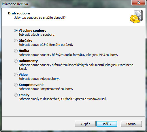 Vyberte typ hledaného souboru